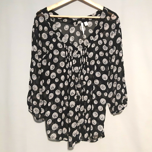 Lauren Conrad | Black Button down sheer blouse - Picture 1 of 9